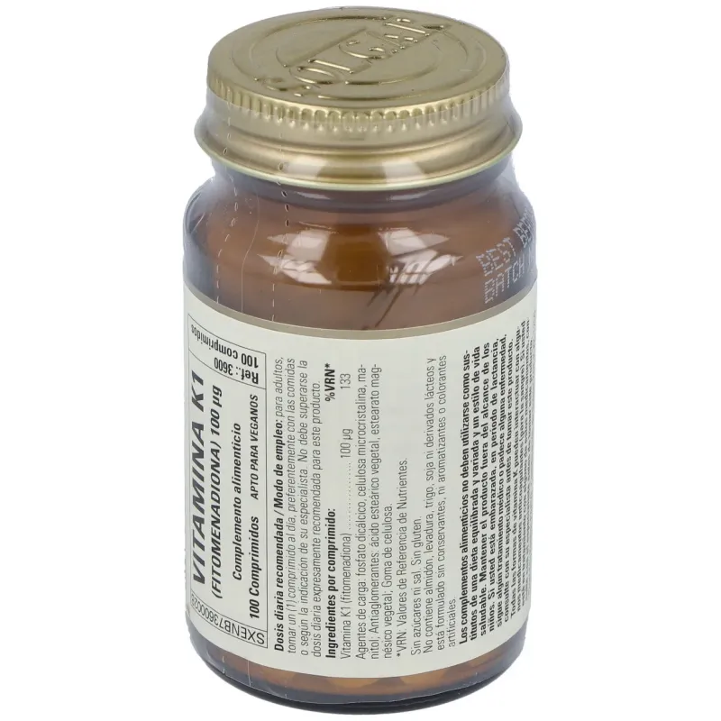 Vitamina k natural 100mcg. 100comp. | Farmacia Barata