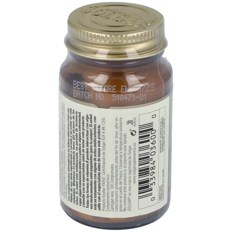 Vitamina k natural 100mcg. 100comp. | Farmacia Barata