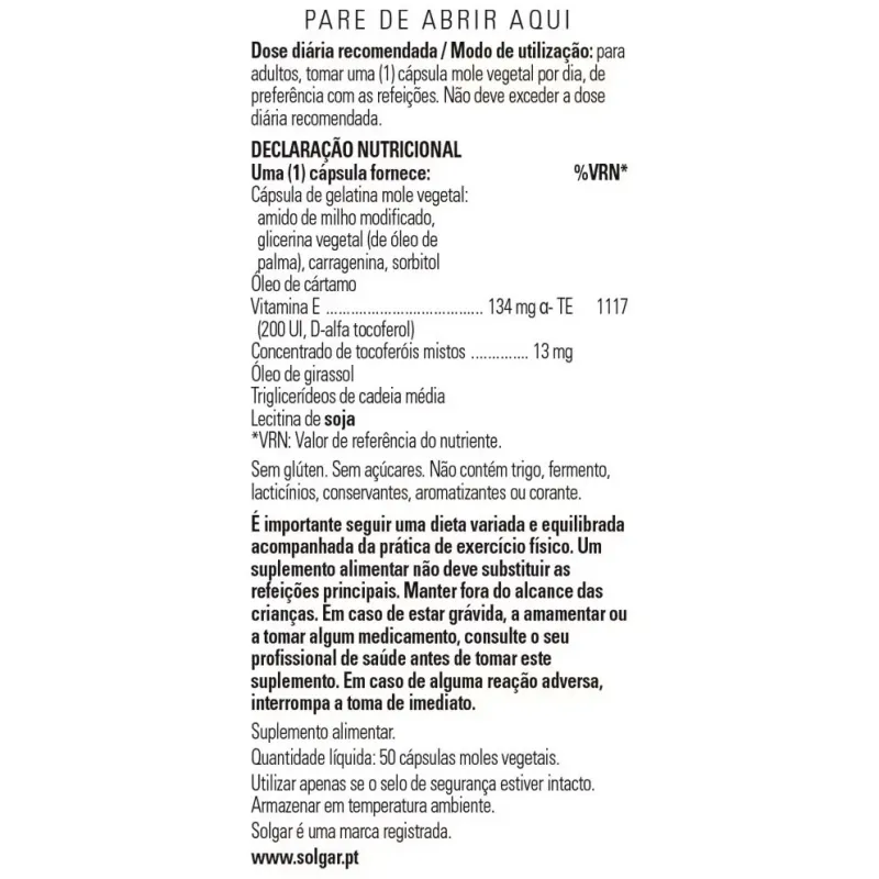 Solgar vitamina e 200 ui 134 mg 50 caps blandas | Farmacia Barata Solgar vitamina e 200 ui 134 mg 50 caps blandas | Farmacia Barata