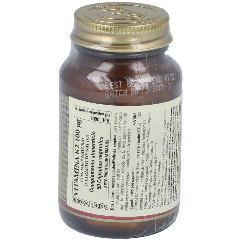 Vitamina k2 100mcg.(menaquinona-7) 50cap.veg | Farmacia Barata