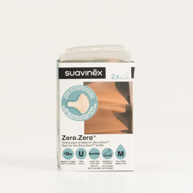 Suavinex Tetina Silicona Zero  Anticolico Flujo M, 2Uds.