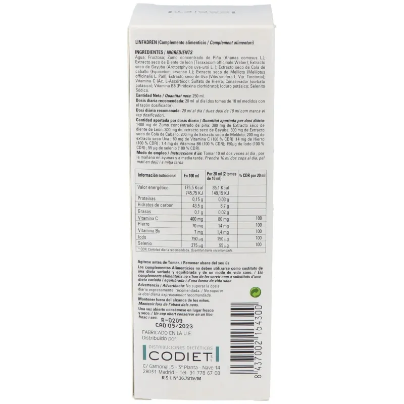 Codiet linfadren drenante linfático 250ml | Farmacia Barata