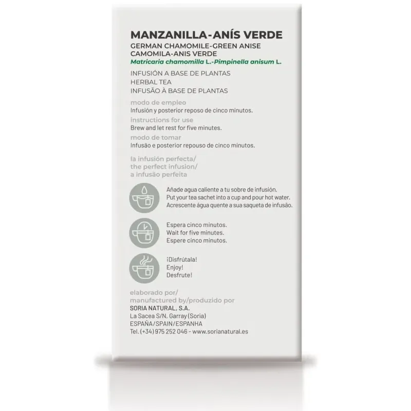Soria natural manzanilla con anís infusión 20 filtros | Farmacia Barata