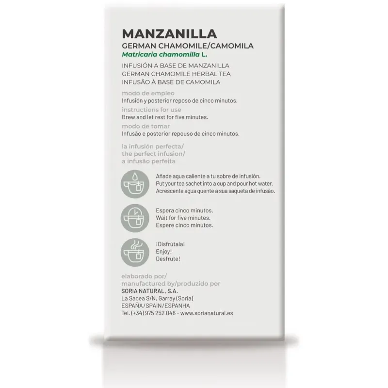 Soria natural manzanilla infusión 20 filtros | Farmacia Barata