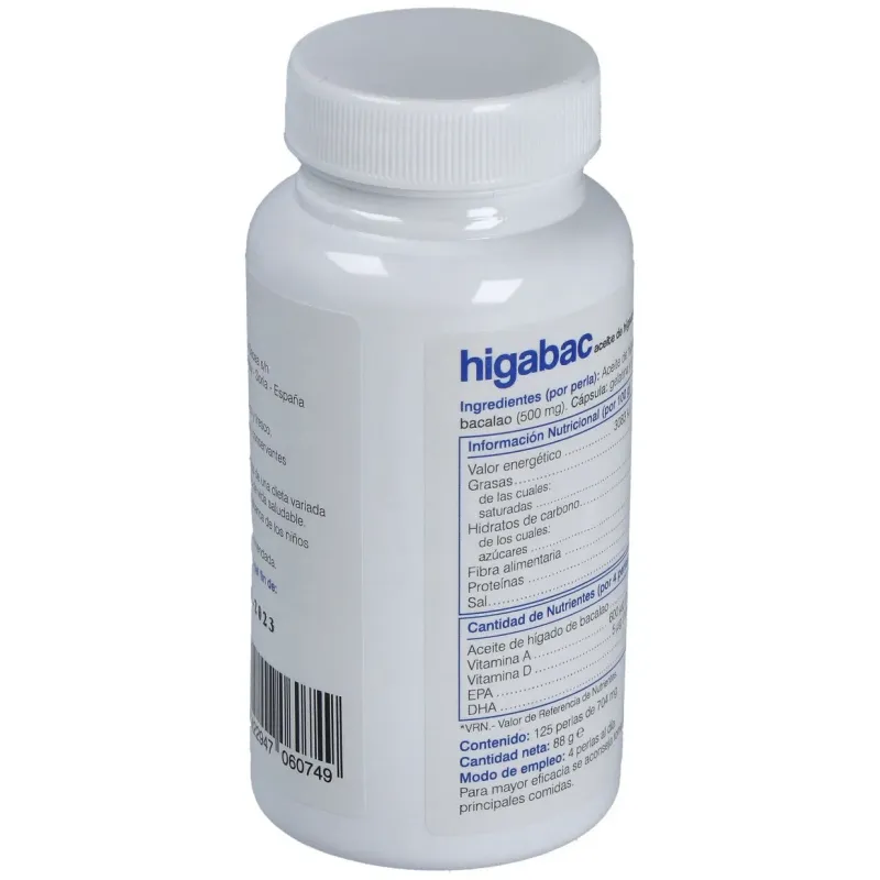 Higabac aceite de higado de bacalao 125 perlas | Farmacia Barata Higabac aceite de higado de bacalao 125 perlas | Farmacia Barata