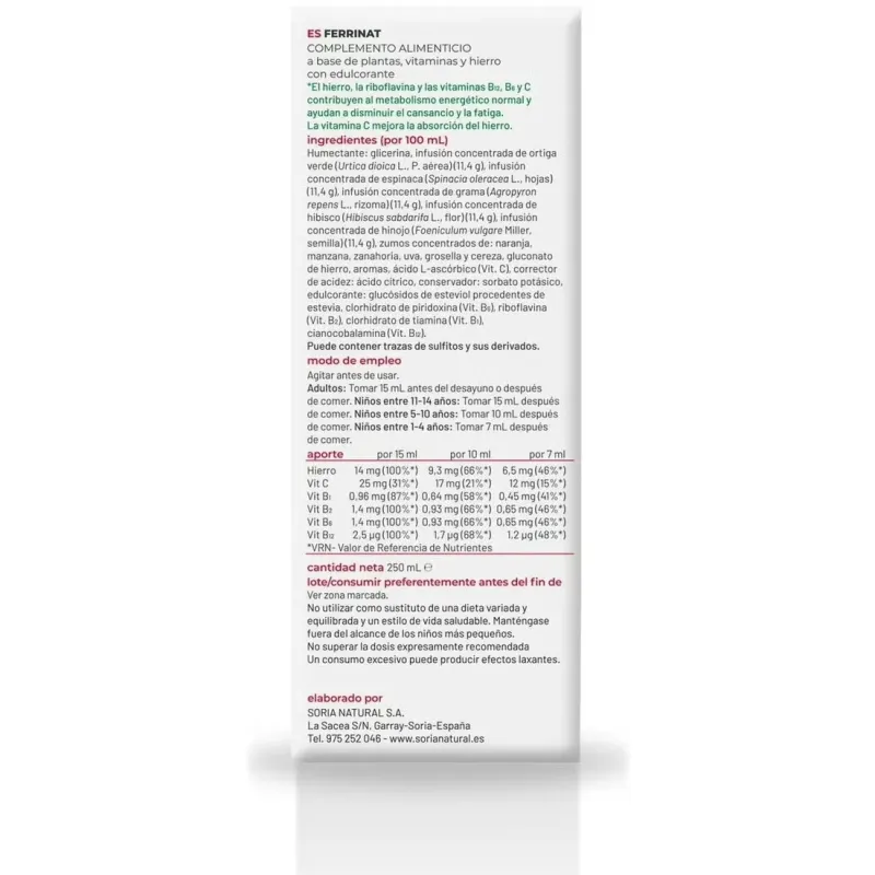 Soria natural ferrinat 250ml | Farmacia Barata