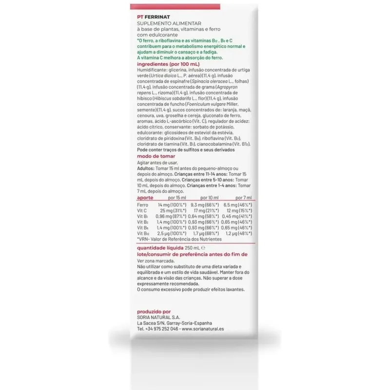 Soria natural ferrinat 250ml | Farmacia Barata