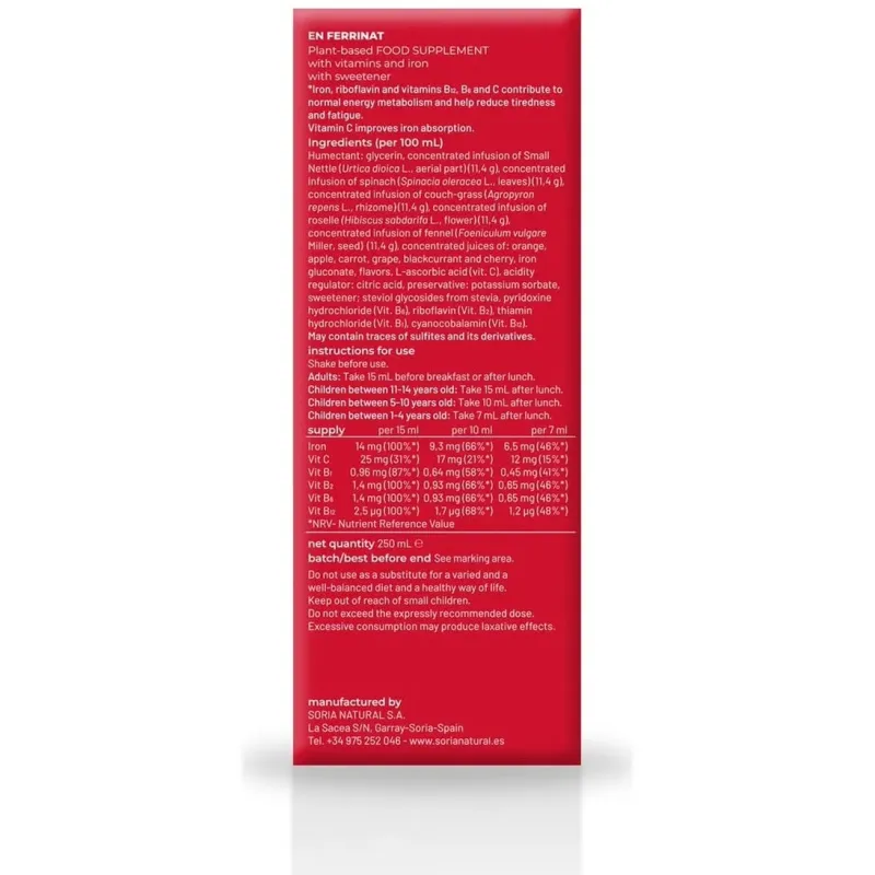 Soria natural ferrinat 250ml | Farmacia Barata