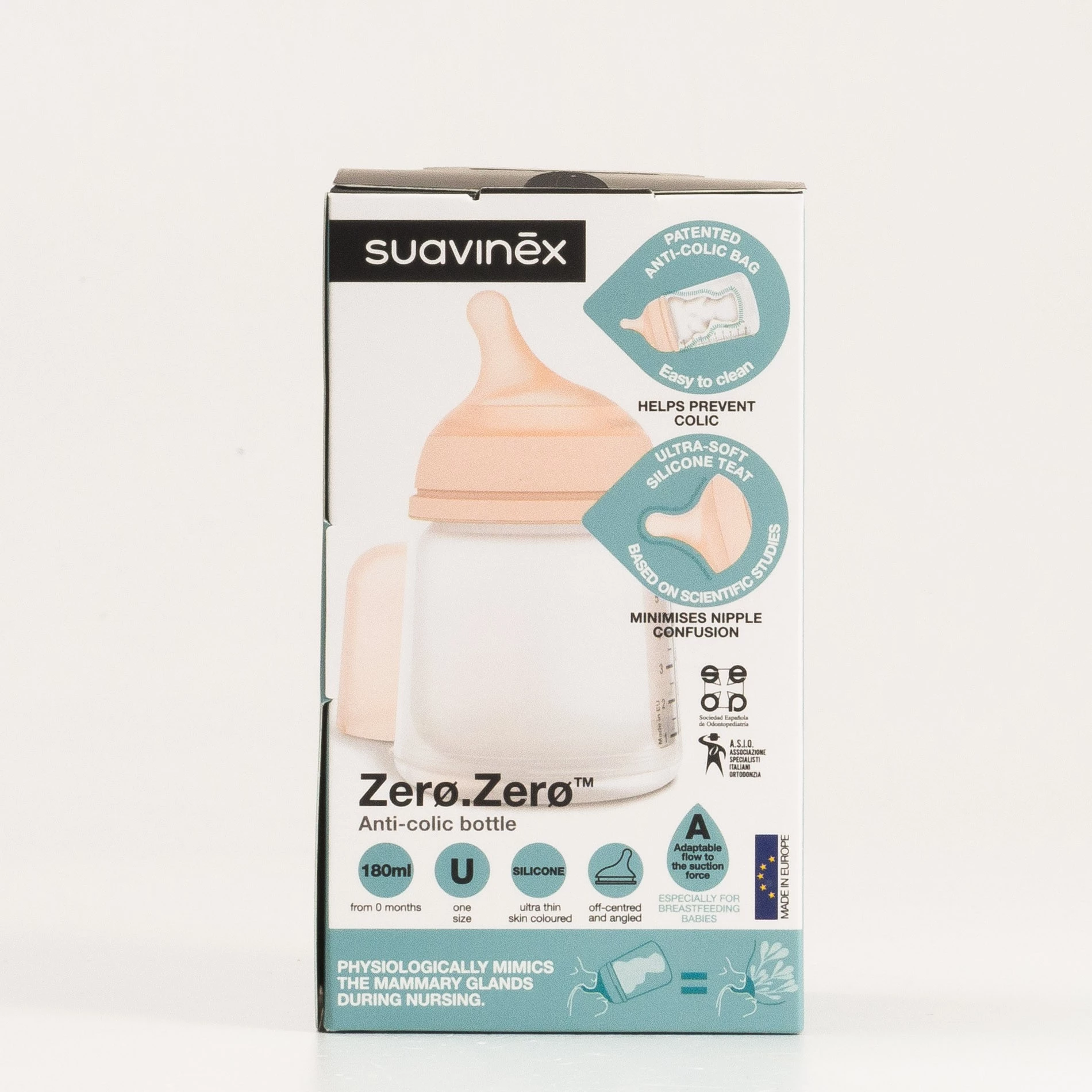 Suavinex Biberón Zero Zero 180 ml Tetina Silicona A Flujo Adaptable