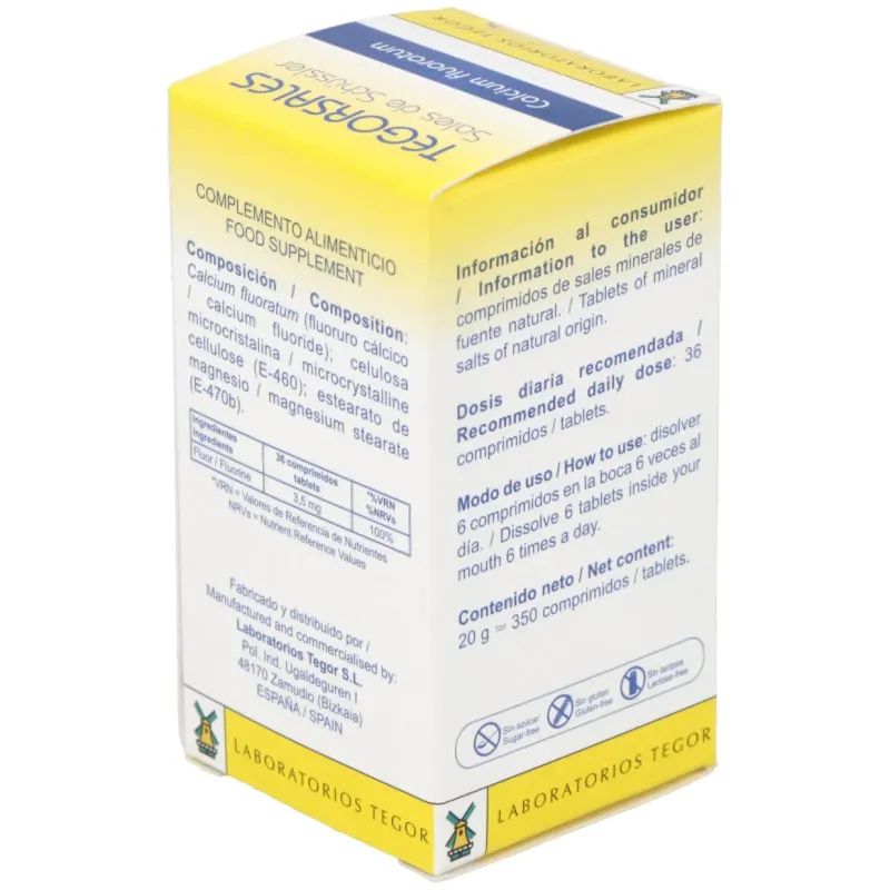 Calcium-fluor.d12 tegorsales (nº1) 350 comp.20g | Farmacia Barata