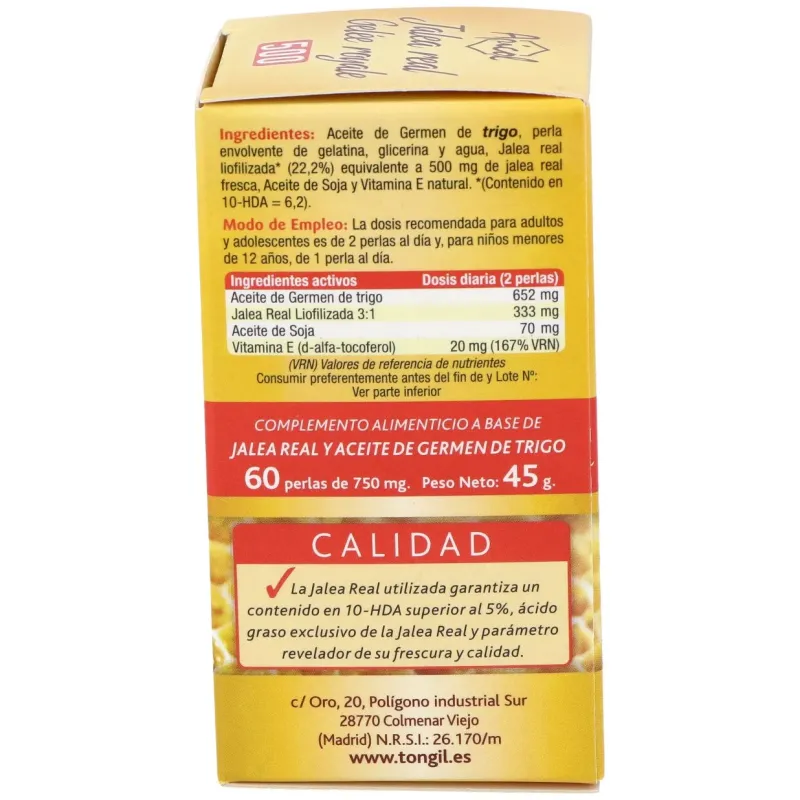 Tongil apicol jalea real 500 60 perlas | Farmacia Barata