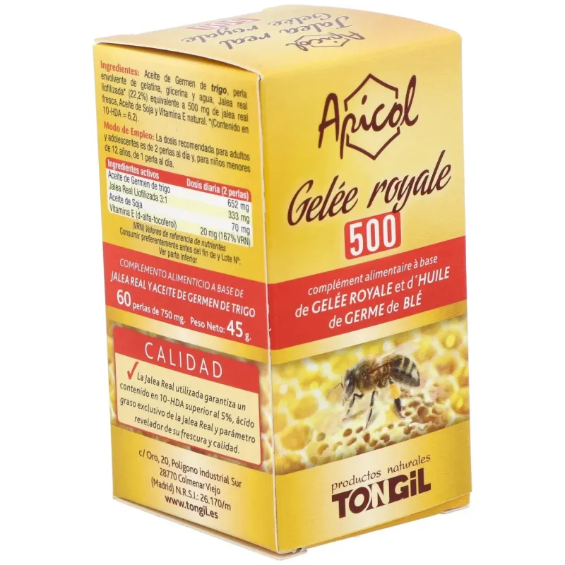 Tongil apicol jalea real 500 60 perlas | Farmacia Barata