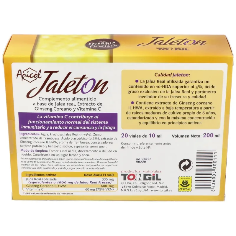 Apicol jaleton j.real ginseng 20amp | Farmacia Barata