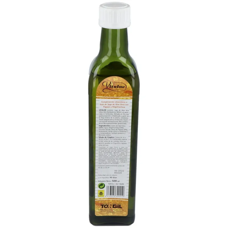 Tongil vitaloe jugo aloe vera_ papaya y oligofructosa 500ml | Farmacia Barata Tongil vitaloe jugo aloe vera_ papaya y oligofructosa 500ml | Farmacia Barata