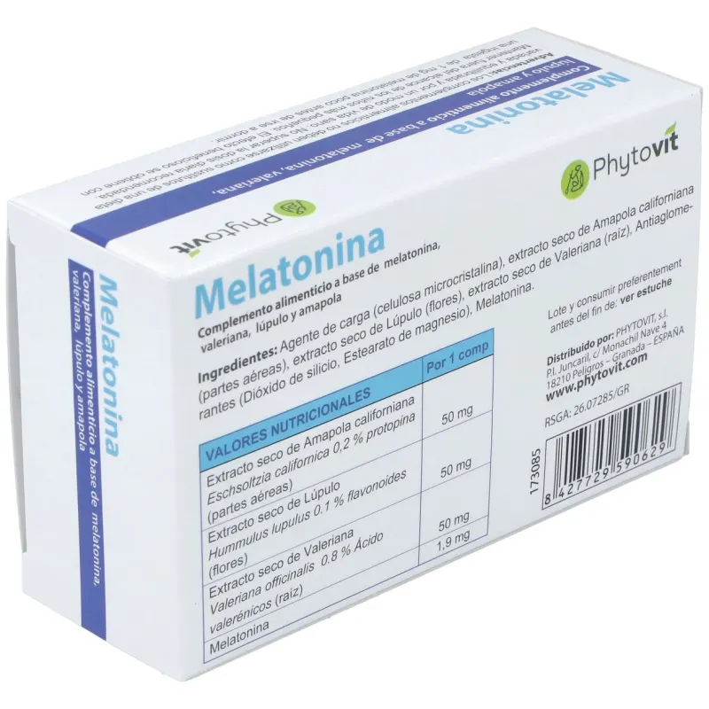 Phytovit melatonina 1.9mg 60comp | Farmacia Barata