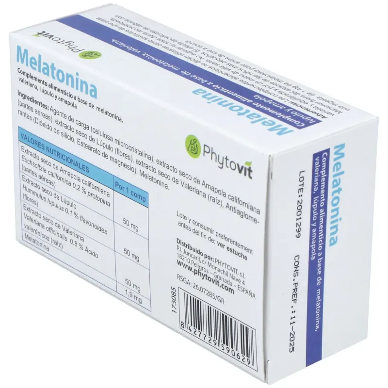Phytovit melatonina 1.9mg 60comp | Farmacia Barata