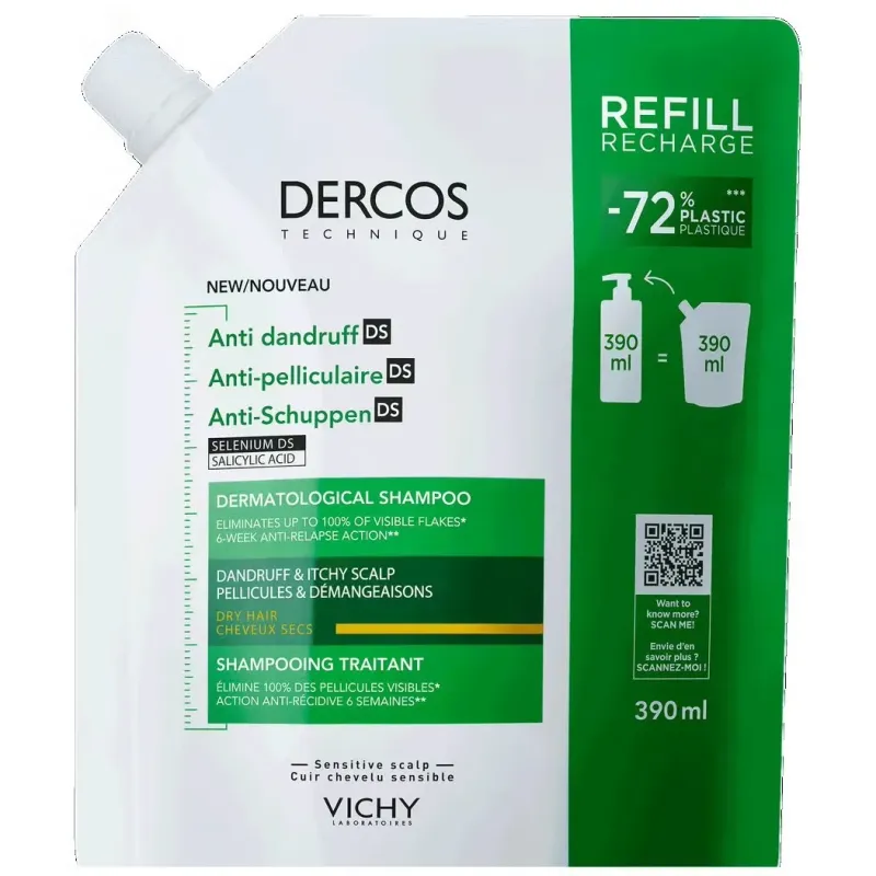 Vichy dercos technique anticaspa ds champú cabello seco eco-recarga 500ml | Farmacia Barata
