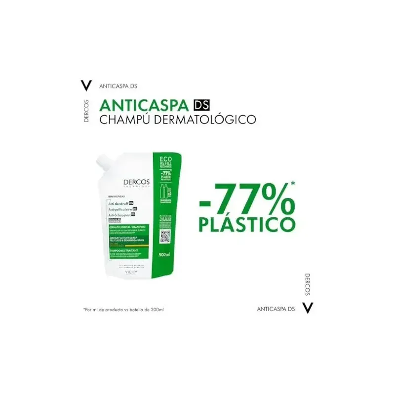 Vichy dercos technique anticaspa ds champú cabello seco eco-recarga 500ml | Farmacia Barata
