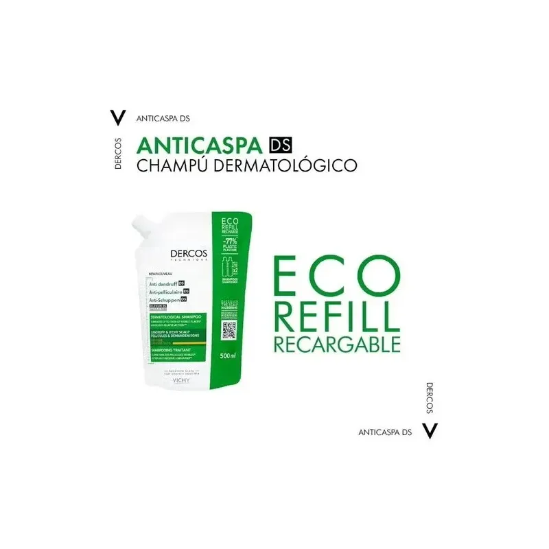 Vichy dercos technique anticaspa ds champú cabello seco eco-recarga 500ml | Farmacia Barata