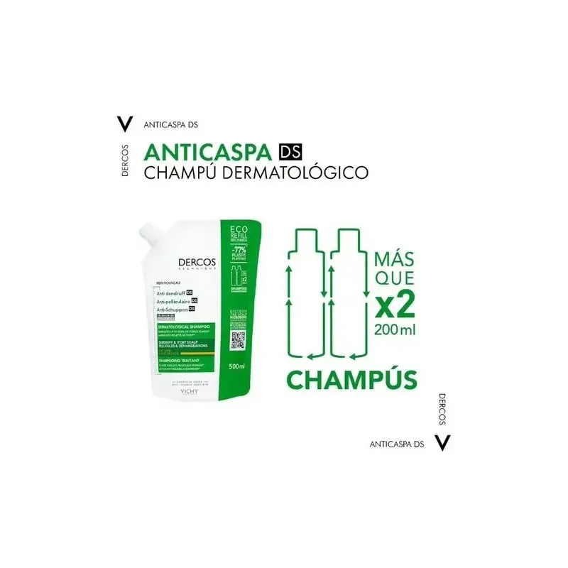 Vichy dercos technique anticaspa ds champú cabello seco eco-recarga 500ml | Farmacia Barata