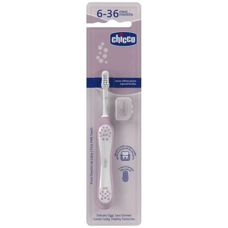 Chicco cepillo dental primeros dientes 6-36m lila 1ud | Farmacia Barata