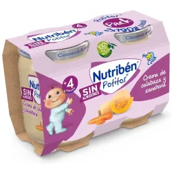 Nutribén potitos cena crema de calabaza y zanahoria+4m 2x120 gr
