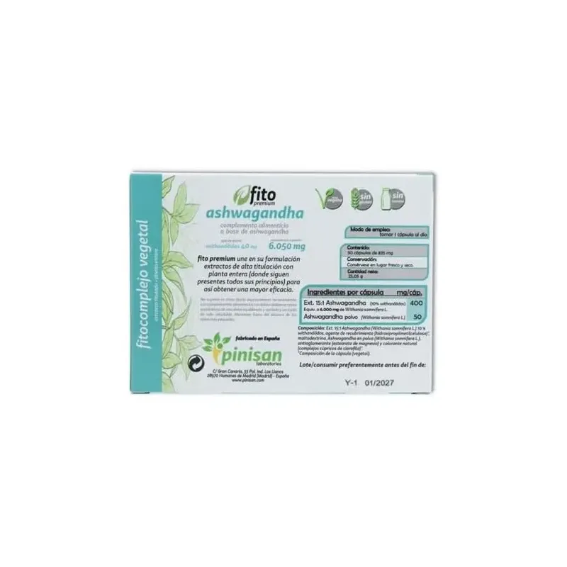Pinisan ashwagandha 6050mg 30caps | Farmacia Barata Pinisan ashwagandha 6050mg 30caps | Farmacia Barata