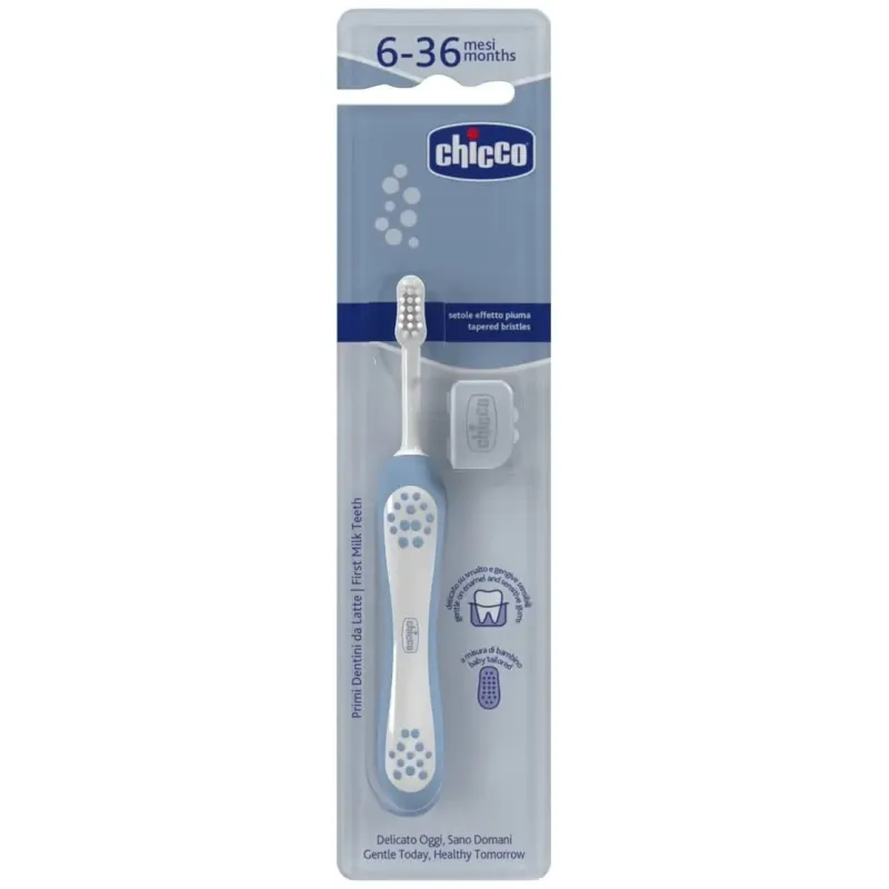 Chicco cepillo dental primeros dientes 6-36m azul 1ud | Farmacia Barata
