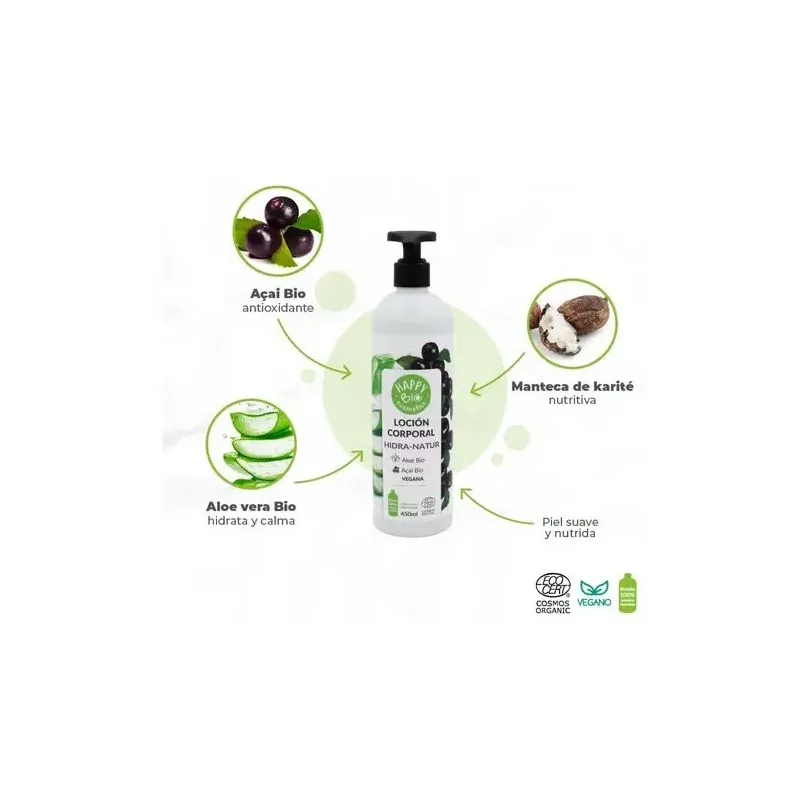 Happy bio cosmetics locion corporal hidra natur acai aloe 450ml | Farmacia Barata Happy bio cosmetics locion corporal hidra natur acai aloe 450ml | Farmacia Barata