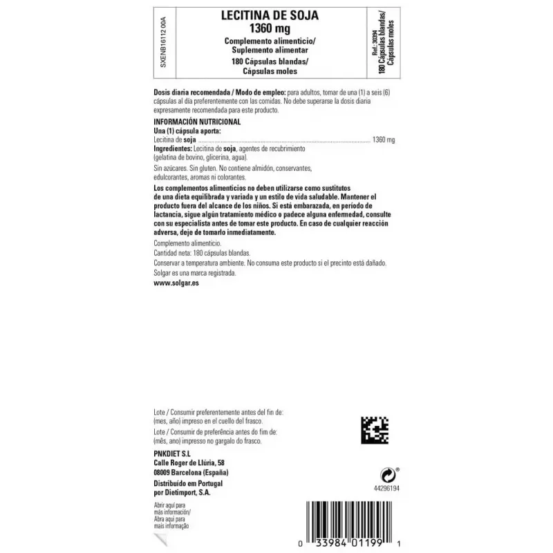 Lecitina de soja 1360mg. 180perlas | Farmacia Barata Lecitina de soja 1360mg. 180perlas | Farmacia Barata