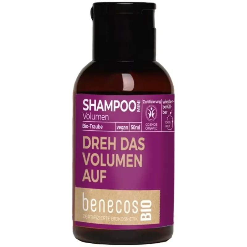 Benecos champu volumen uva mini viaje bio vegan 50ml | Farmacia Barata
