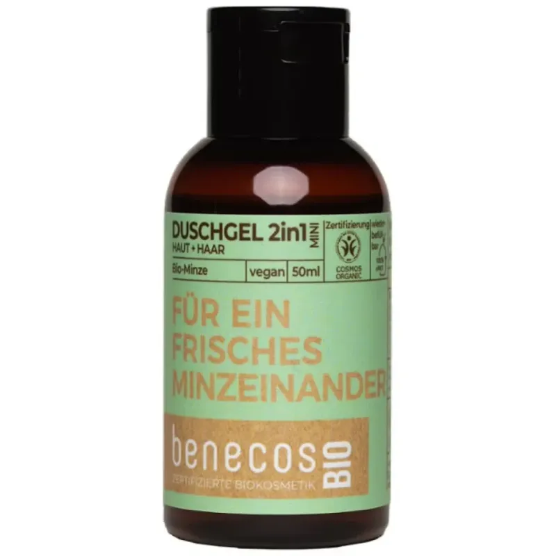 Benecos gel baño 2 en 1 menta mini viaje bio vegano 50ml | Farmacia Barata