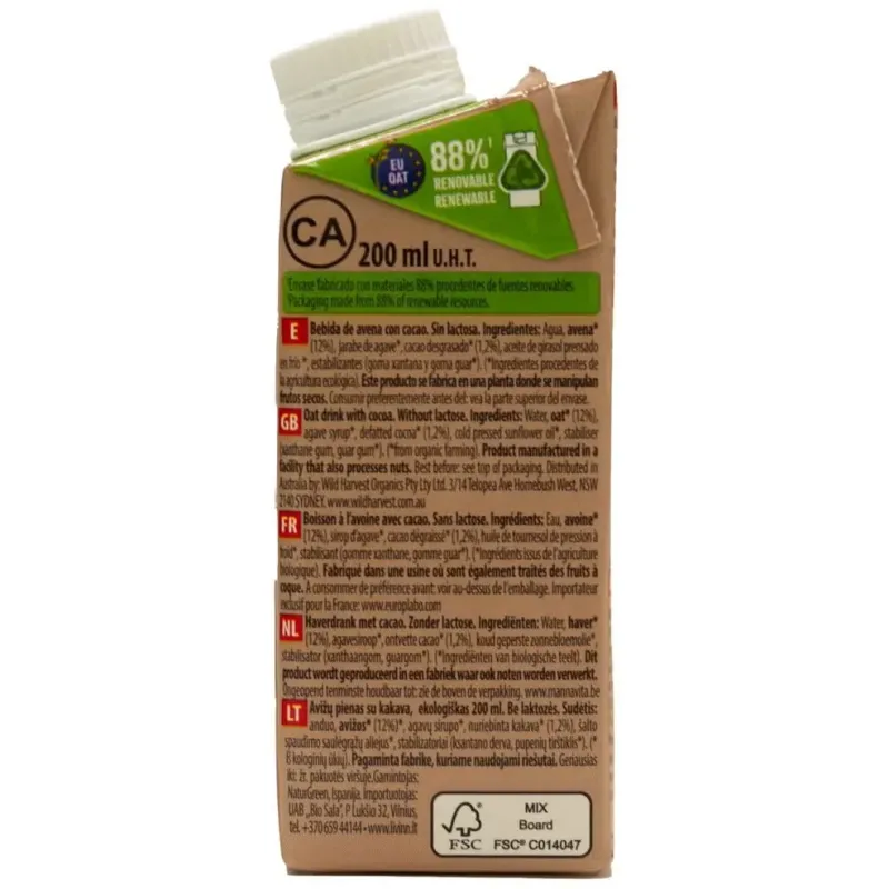 Naturgreen bebida ecológica de avena y cacao con calcio 200 ml | Farmacia Barata Naturgreen bebida ecológica de avena y cacao con calcio 200 ml | Farmacia Barata