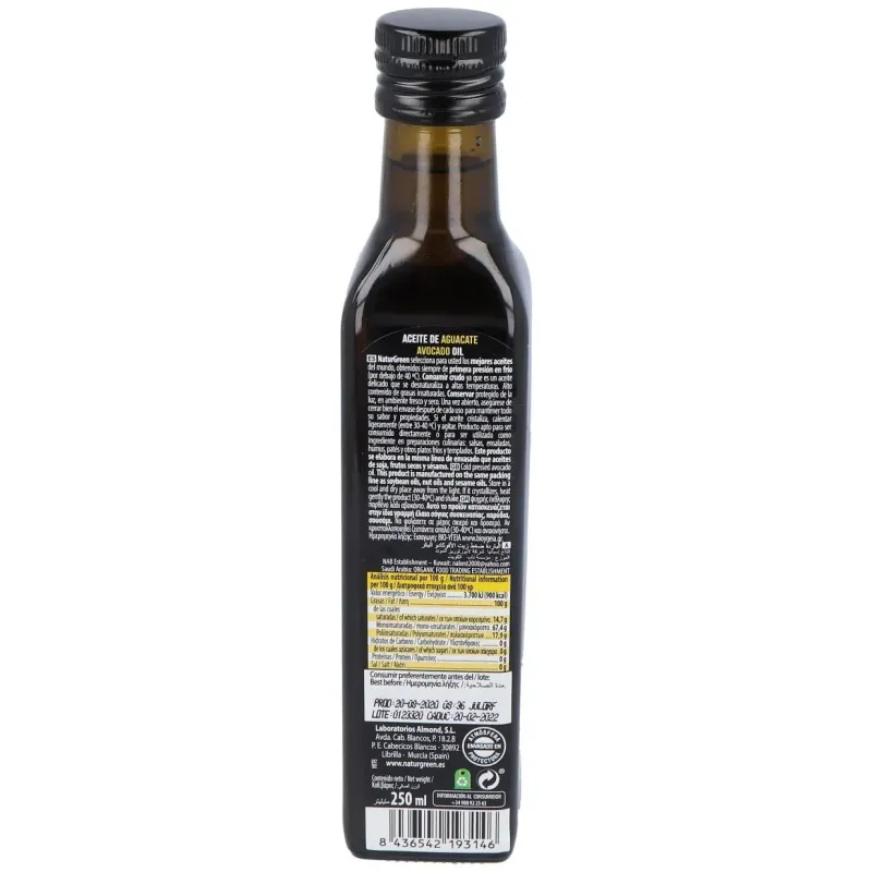 Aceite de aguacate 250ml. | Farmacia Barata