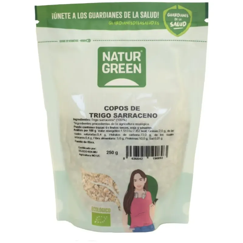 Naturgreen copos de trigo sarraceno ecológicos 250 g | Farmacia Barata