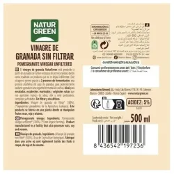 Naturgreen vinagre de granada sin filtrar bio 500ml | Farmacia Barata