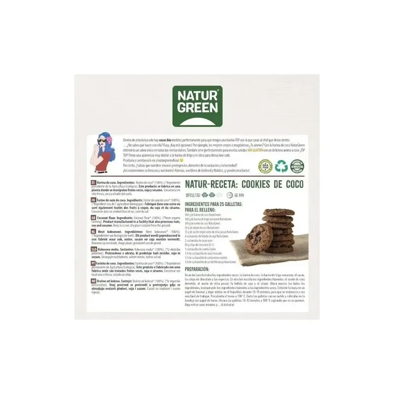 Naturgreen harina de coco ecológica 500g | Farmacia Barata