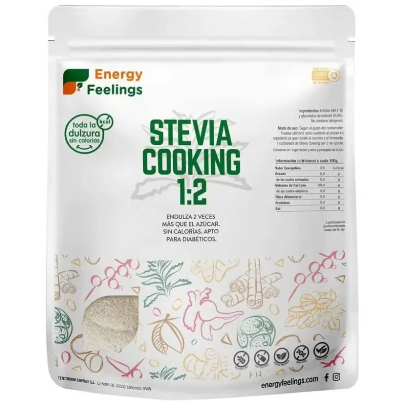 Energy feelings stevia cooking 1:2 gluten free vegan 1kg | Farmacia Barata