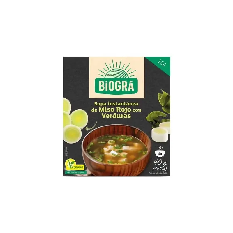 Biogra sopa miso rojo verduras bio 40g | Farmacia Barata Biogra sopa miso rojo verduras bio 40g | Farmacia Barata