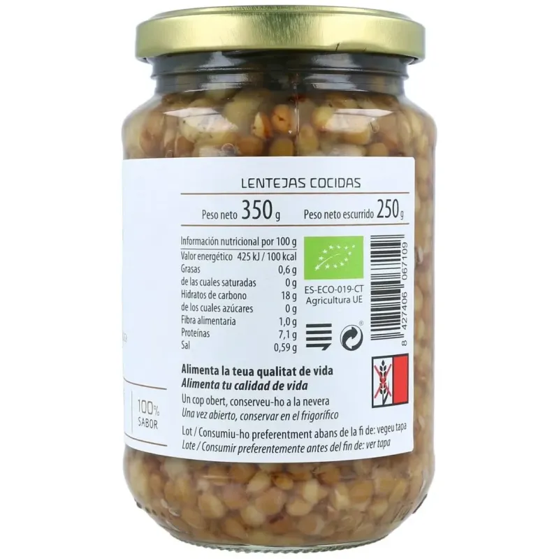 Cal valls lentejas cocidas castellanas eco 240 g | Farmacia Barata
