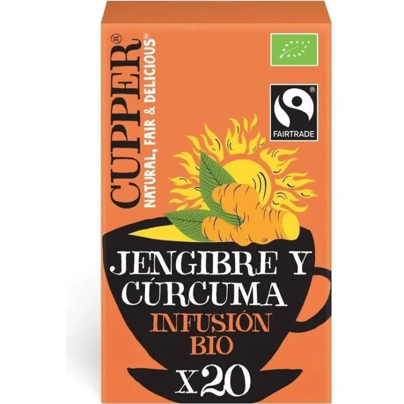 Cupper infusion de jengibre y curcuma bio 20uds | Farmacia Barata
