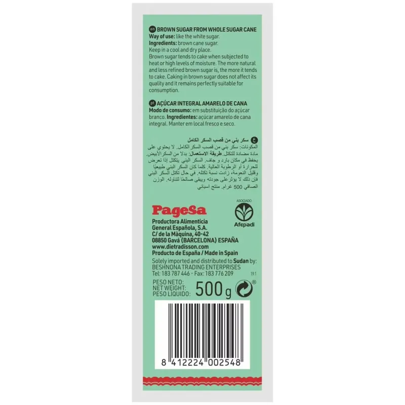 Diet-radisson azucar integal 500g | Farmacia Barata