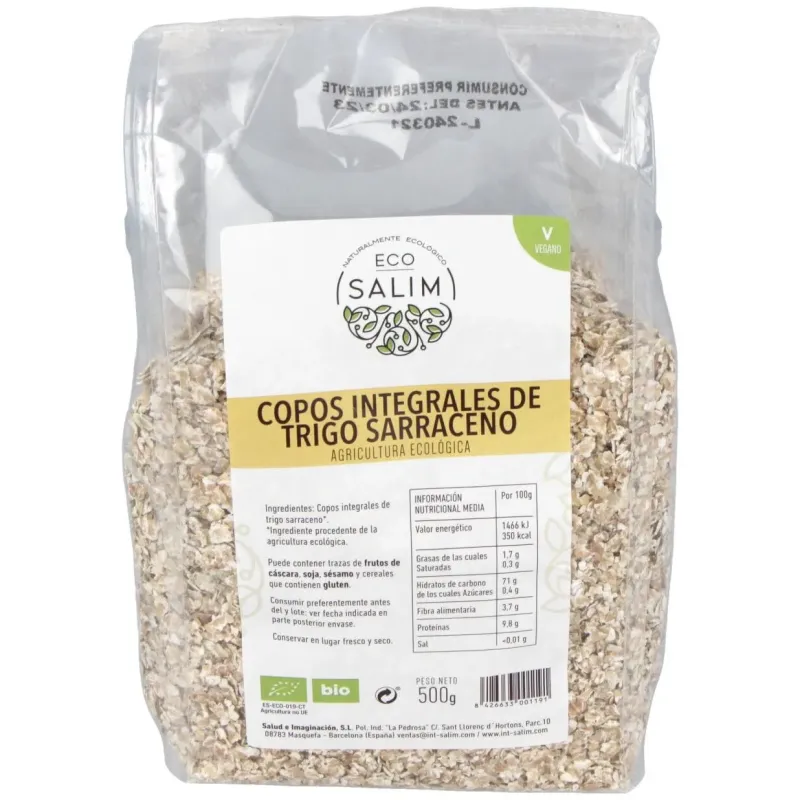 Copos de trigo sarraceno integrales 500gr. bio | Farmacia Barata