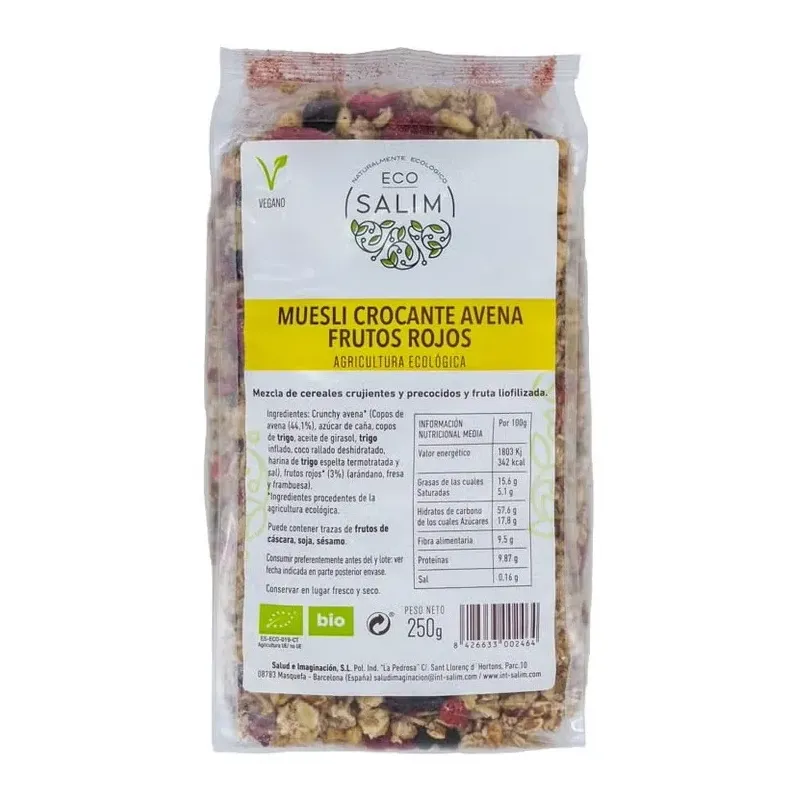 Eco-salim muesli crocante de avena y frutos rojos bio 250g | Farmacia Barata Eco-salim muesli crocante de avena y frutos rojos bio 250g | Farmacia Barata