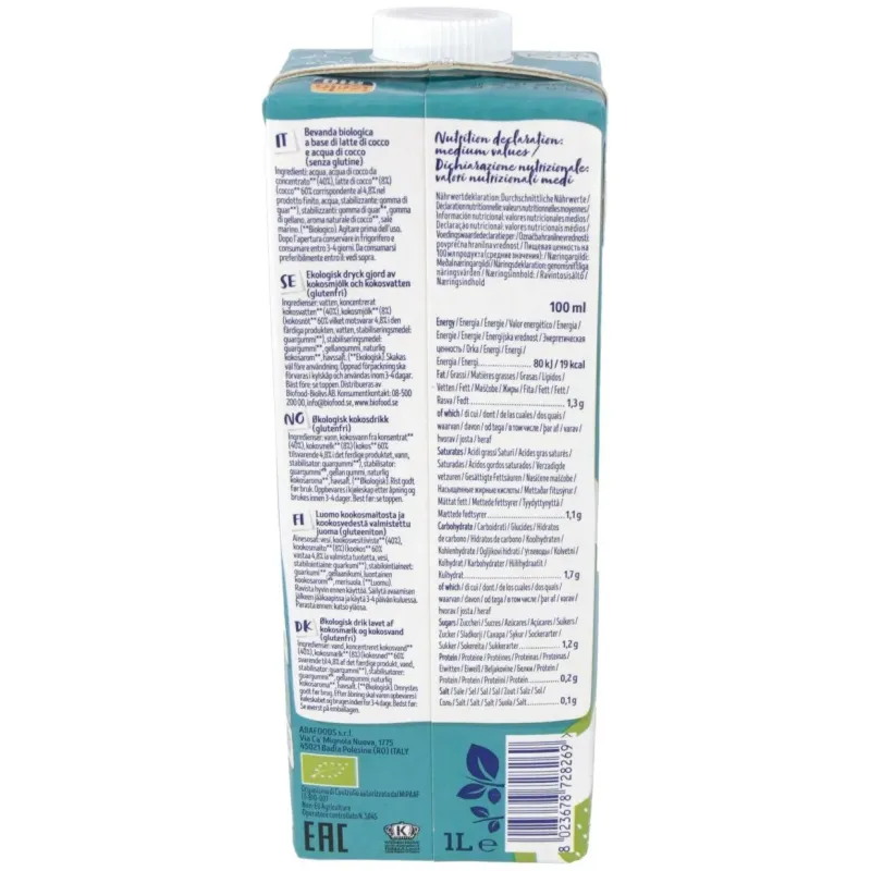 Isola bio bebida veg coco suprem s/a s/g 1000ml | Farmacia Barata