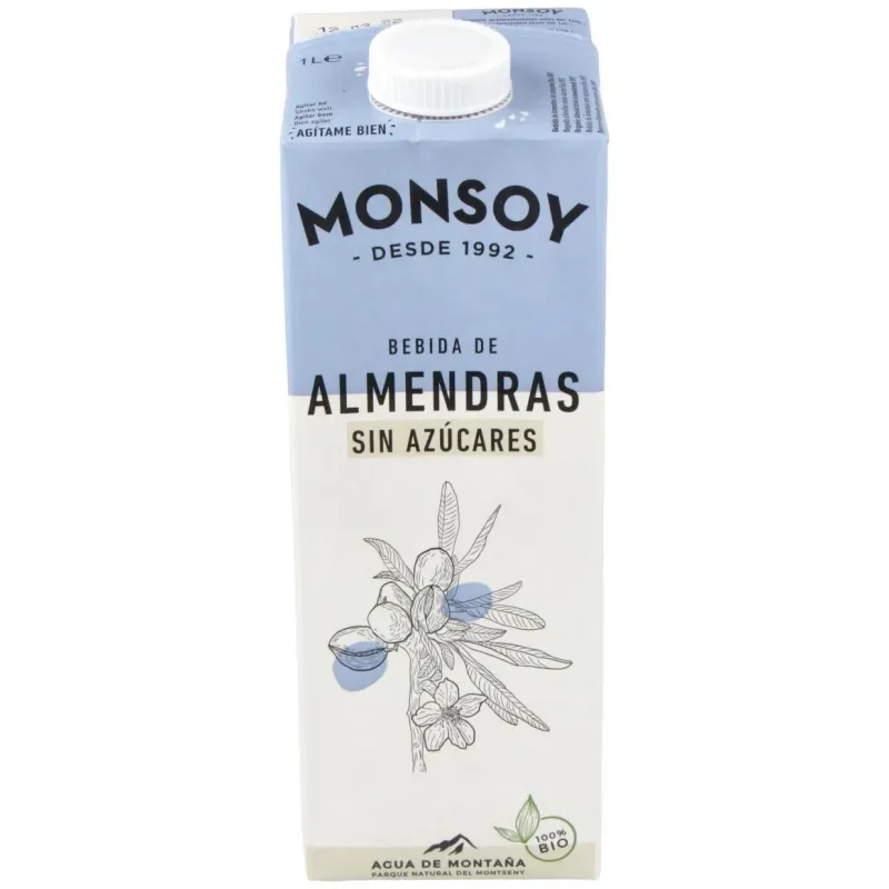 Monsoy leche de almendras sin azucar bio 1000ml | Farmacia Barata