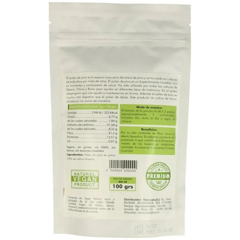 Polen de pino silvestre 100gr. sg s/a vegan | Farmacia Barata Polen de pino silvestre 100gr. sg s/a vegan | Farmacia Barata