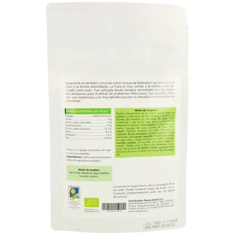 Salud viva acerola polvo eco 80g | Farmacia Barata Salud viva acerola polvo eco 80g | Farmacia Barata