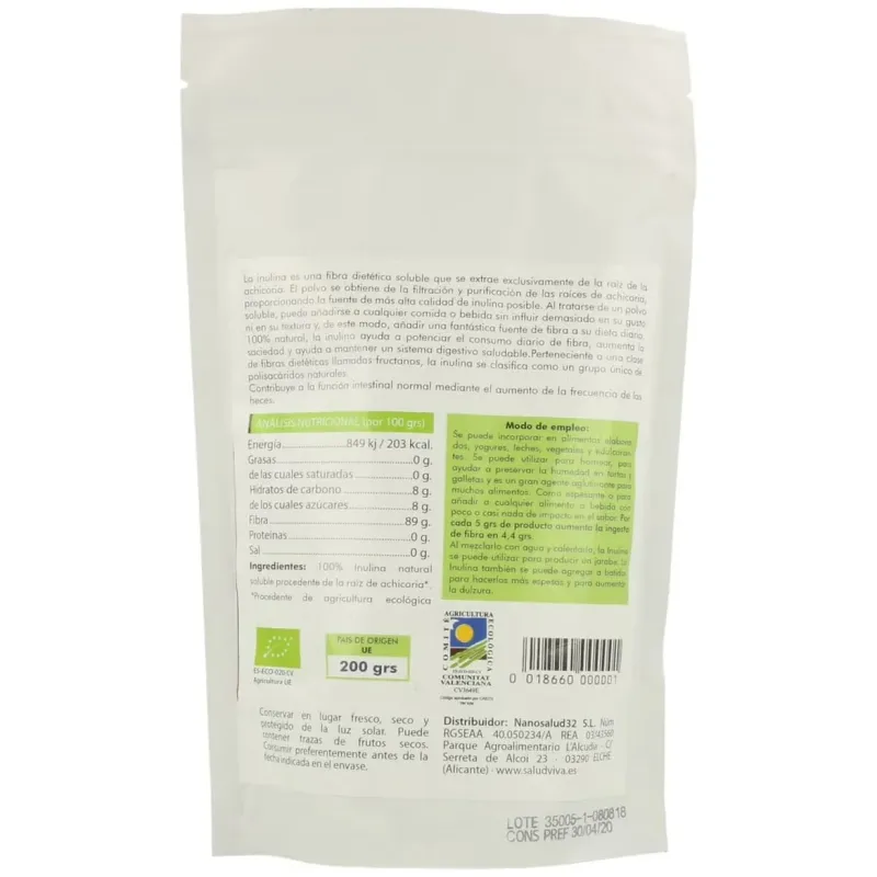 Salud viva inulina achicoria en polvo 200g | Farmacia Barata