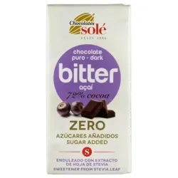 Chocolates sole chocolate negro 72% con açai stevia bio 100g
